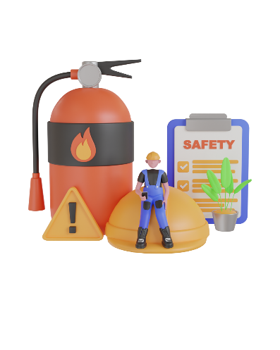 dessin
éléments de protection, extincteur, casque, signalisation...