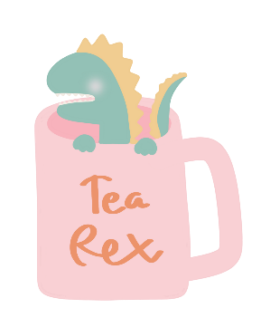 dessin
tasse marquée "Tea Rex" avec un dinosaure dedans